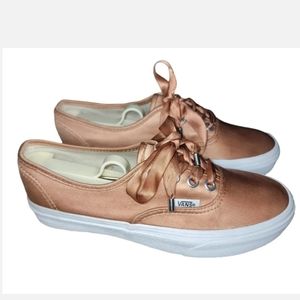 Rose Gold satin Vans shoes